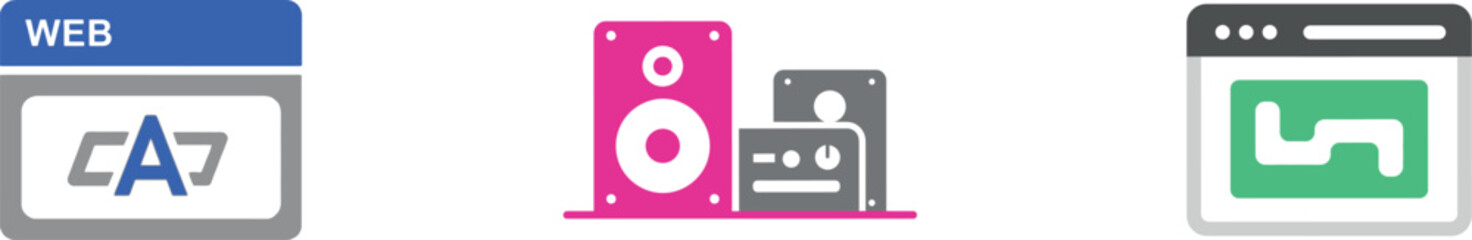 Modern web icons set with diverse digital elements