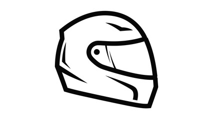 a simple black and white illustration of a motorcycle helmet silhouette © Sogir