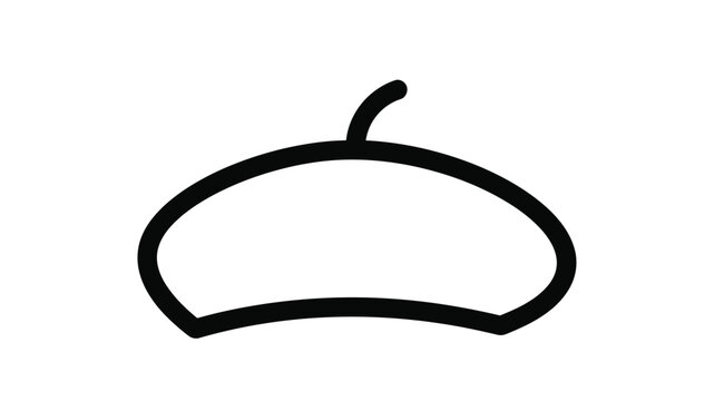 a simple black line drawing of a beret hat rendered as a silhouette