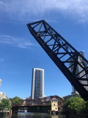 Fototapeta premium Drawbridge over the river in Chicago
