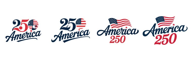250 years of america celebration logo design with patriotic flag elements