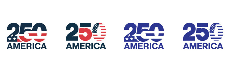 250th anniversary america flag logo variants set &ndash; patriotic vector badges