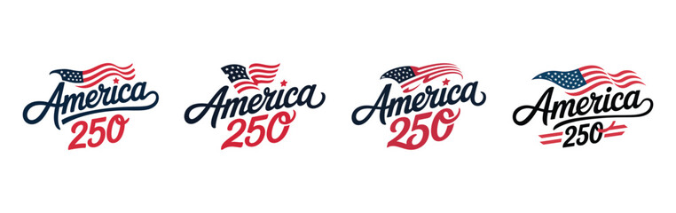 Patriotic america 250 independence day logo with star-spangled flag design