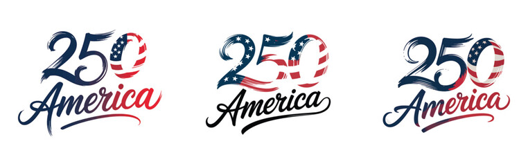 Vintage-style 250 years of america patriotic logo set