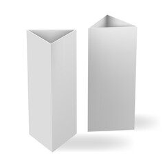 Blank paper triangle card table tent on isolated white background mockup