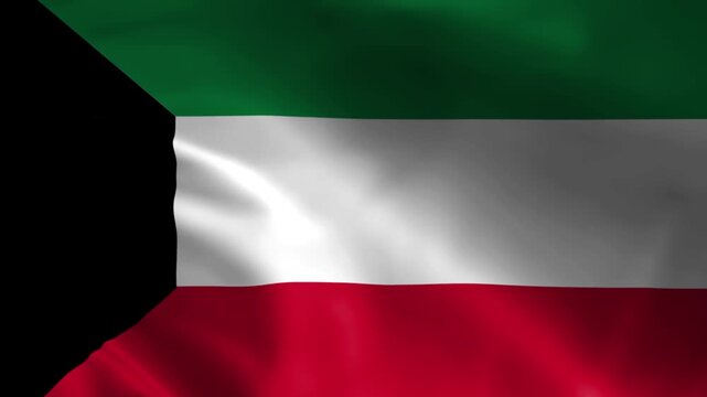 Waving Kuwait flag national symbol of Kuwait with horizontal stripes of green white and red representing patriotism and national pride