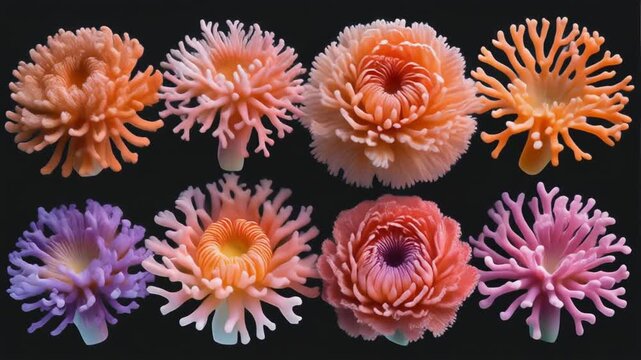 Elegant assortment of colorful coral polyps creating a captivating visual display