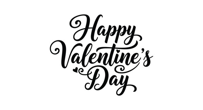A simple elegant graphic displays the phrase happy valentine s day in black cursive lettering on white high quality