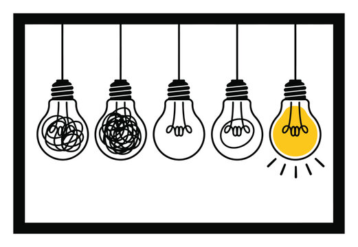Lightbulbs Illustrating the Process of Idea Generation and Clarity