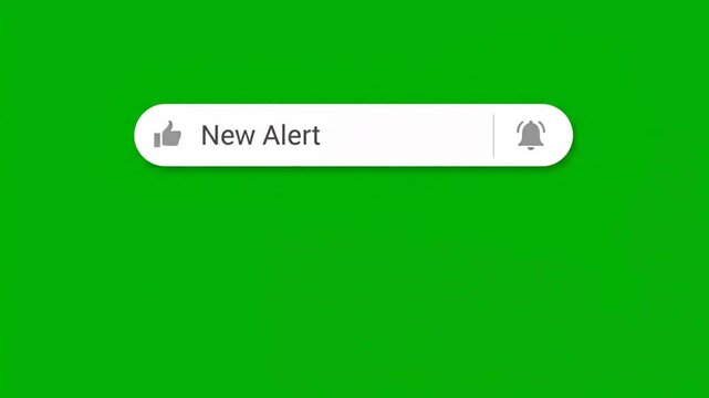 Animated new alert notification on green screen background for digital media