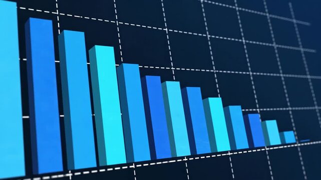 Falling bar graph visualizing financial recession and business decline