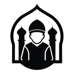 Muslim man praying on rug silhouette
