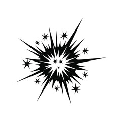 Abstract Black Starburst with Sharp Rays and Scattered Sparkles © Iqbal