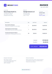 Fototapeta premium Professional Consulting Services Invoice with Payment Details