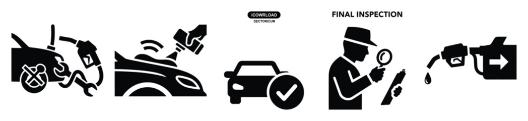 collection of  sunroof service vector icon set, Automobile service silhouette icons