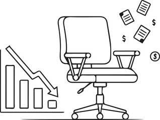 Office Job Stress and Work Pressure Concept Line Illustration