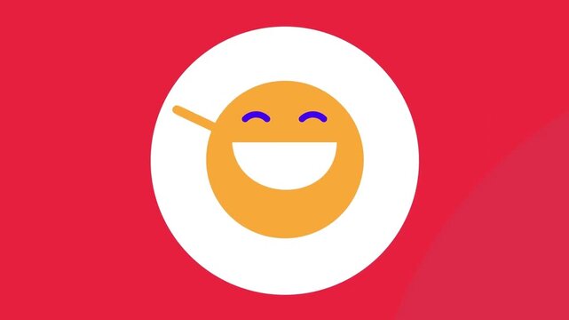 Smiling Emoji Expressing Happiness and Positive Emotion, Reaction Icon Concept, Flat 2D Animation