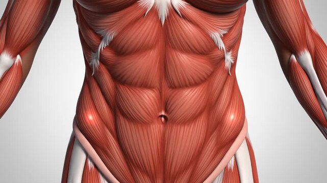 Anatomical 3D Animation: Female Abdominal Muscles and Organs Revealed