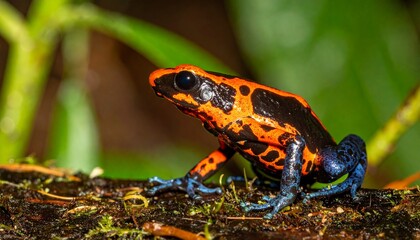 Fototapeta premium Poison Dart Frog on Tropical Rainforest Leaf