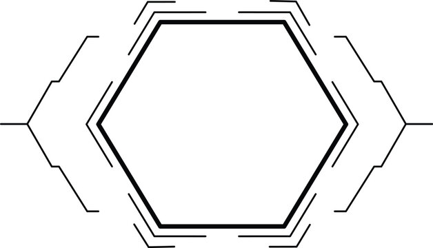 Modern futuristic hexagon interface frame symbolizing digital technology structure and abstract system design
