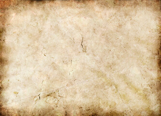 Old vintage paper texture with aged parchment effect dirty stains and grunge scratches for retro background design antique document
