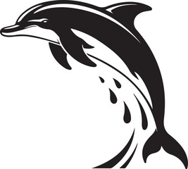 Fototapeta premium Majestic dolphin jumping out of water in sleek black silhouette