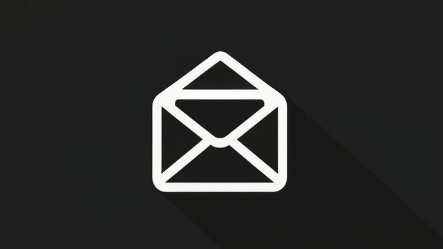 Minimalist envelope inbox icon centered on a solid black background.