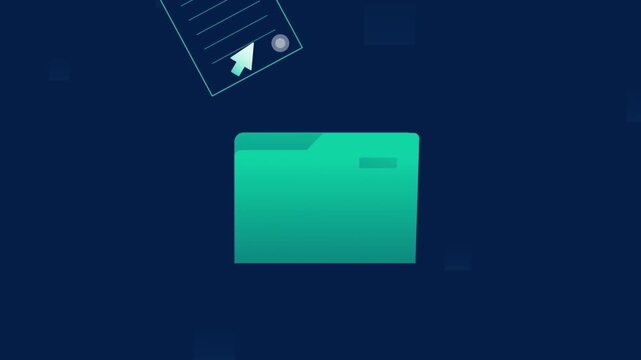 Digital Folder and File Document Management, Data Storage and Organization Concept, Flat 2D Animation