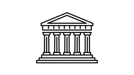 Classical Greek temple architecture icon with columns and pediment representing law court bank justice government institution vector illustration