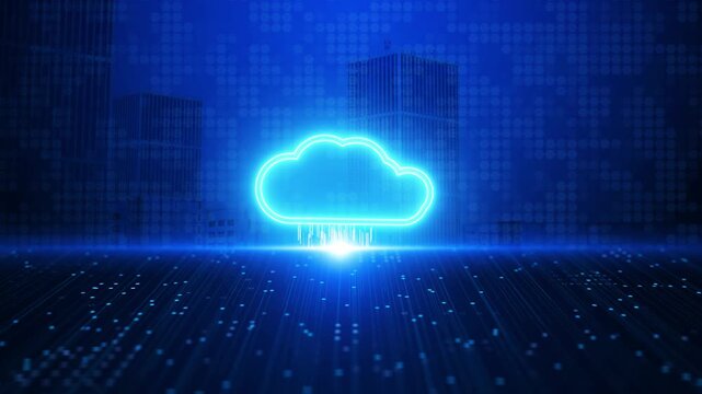 Cloud computing technology data transfer concept. Abstract background. Cloud computing system icon media file network, hud. internet of things IOT big data c artificial intelligence AI.