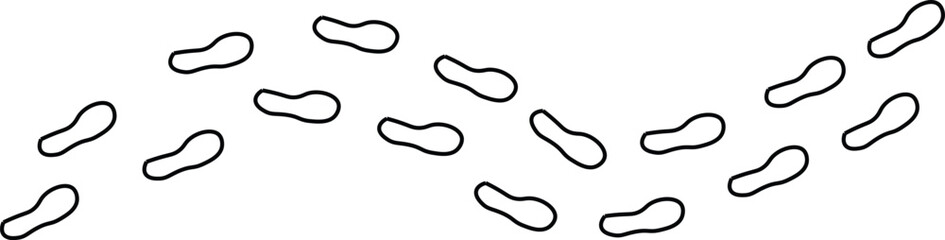 Obraz premium Footprint walking path simple illustration. Human footprints trail of human. Shoe sole print line illustration. Hoof prints. 