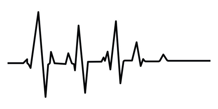 Black electrocardiogram line on white background heart rate pulse