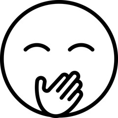 Face with Hand Over Mouth Emoji line Icon, Surprised Shy Face Emoji Symbol, Giggling Face with Covered Mouth