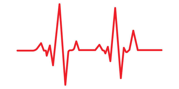 Red electrocardiogram line on white background heart rate pulse 2 medical