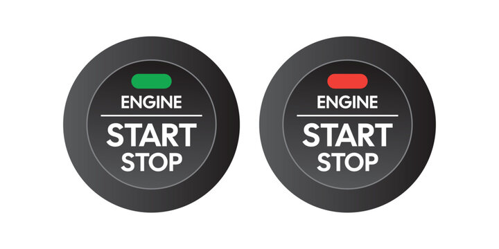 Engine Start Stop Button Icons - Modern Automotive Ignition Interface Graphics