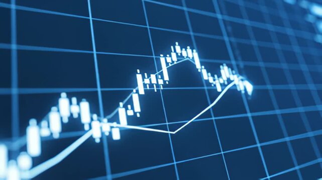Financial chart graph with candlestick pattern shows price fluctuations