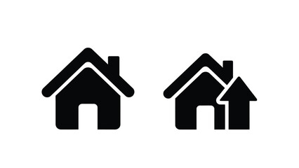 Fototapeta premium Two simple house shapes in black a minimalist silhouette
