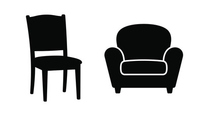 Fototapeta premium Black furniture shapes a chair and armchair simple silhouette