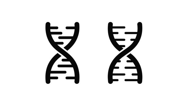 Two dna helix structures depicted in a stark black silhouette