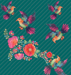 Obraz premium bird handmade dizital print design for textile designing