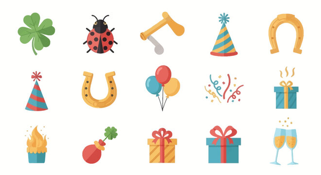 Collection of Lucky Charms and Celebration Icons.