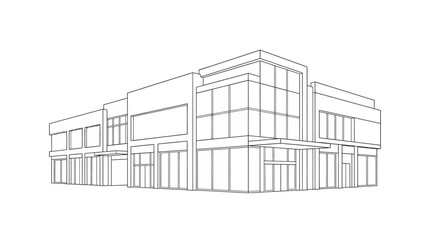 Modern commercial building architectural design sketch.