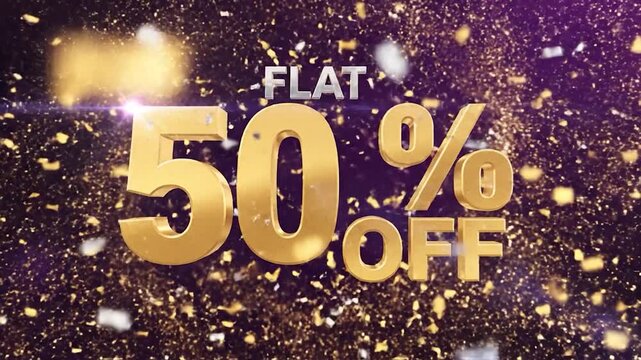 Flat Fifty Percent Off Sale Advertisement