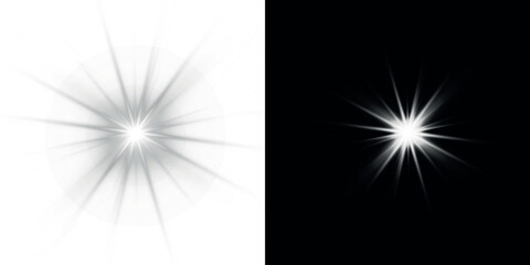 Png white star light, sparkle. Yellow light effect. Shining light with yellow gold color. Png spotlight spark.Vector transparent sunlight special lens flare light effect