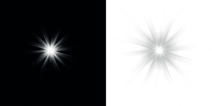 Png white star light, sparkle. Yellow light effect. Shining light with yellow gold color. Png spotlight spark.Vector transparent sunlight special lens flare light effect