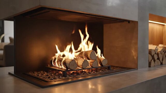 Modern Indoor Gas Fireplace with Realistic Flames