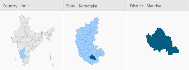Fototapeta premium Mandya_Map_vector detailed map illustration graphic for educational reference, geographic visualization, design layouts, presentations, digital media