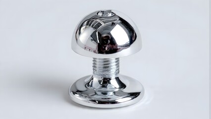 Shiny Metal Mushroom Knob on White Background