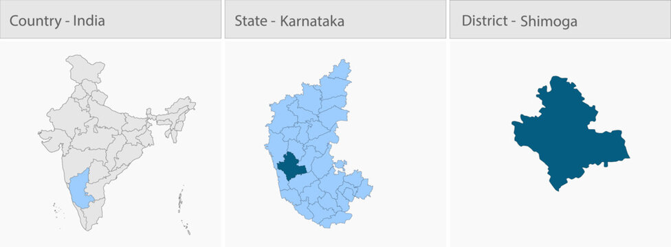 Shimoga_Map_vector detailed map illustration graphic for educational reference, geographic visualization, design layouts, presentations, digital media