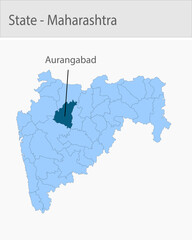 Fototapeta premium Aurangabad-Maharashtra_Map detailed map illustration graphic for educational reference, geographic visualization, design layouts, presentations, digit